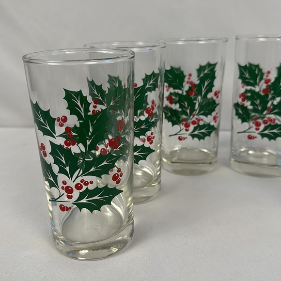 VINTAGE Bartlett Collins/Tumblers Set Of 6 Holly  Glasses - Picture 2 of 16